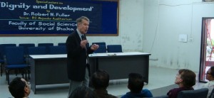 Dr. Robert W. Fuller delivering his special lecture at Dhaka University